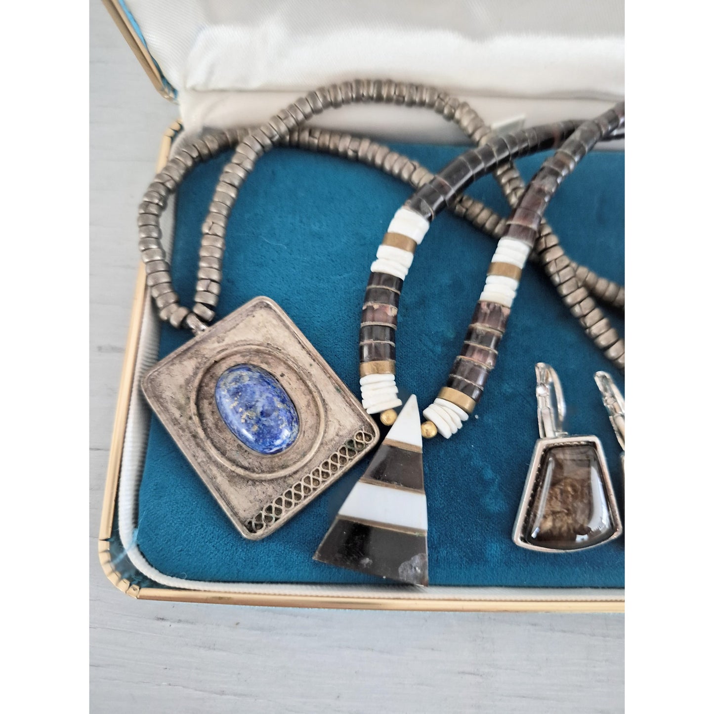 Vintage Pueblo Heishi and Lapis Silver tone Jewelry Lot