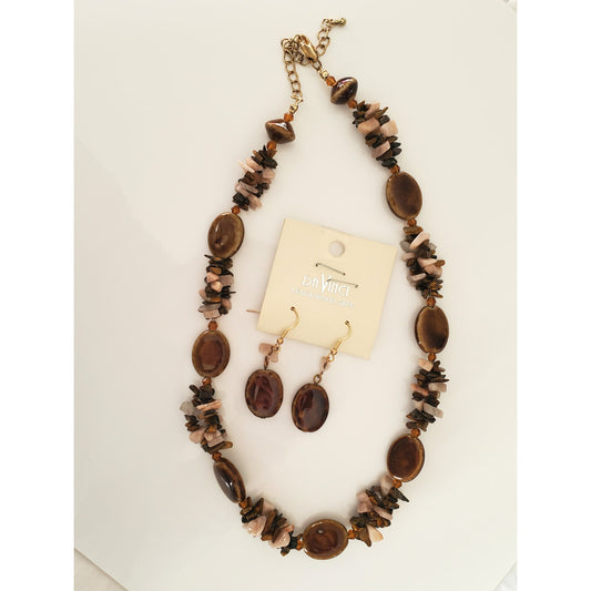 Vintage Brown Tone Jewelry Set