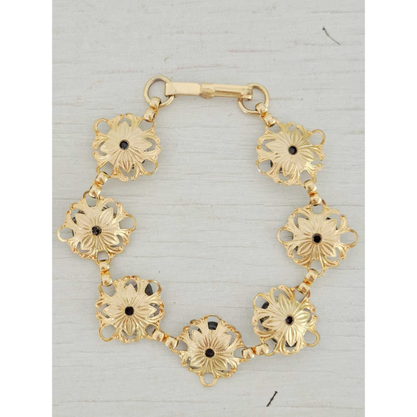 Vintage Gold-Tone Brown Stone Bracelet