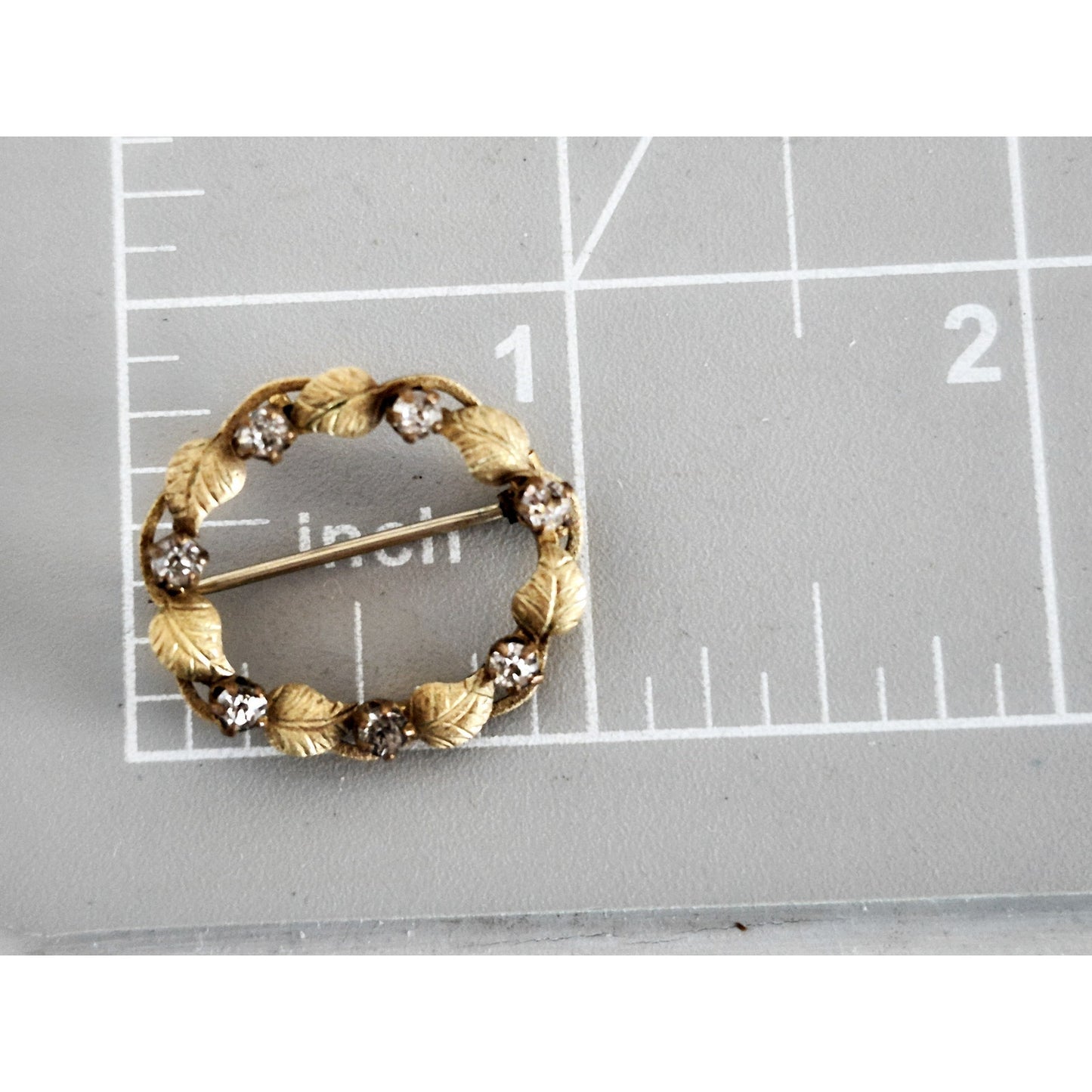 Vintage Gold-fill Rhinestone Wreath C-Clasp Brooch Pendant