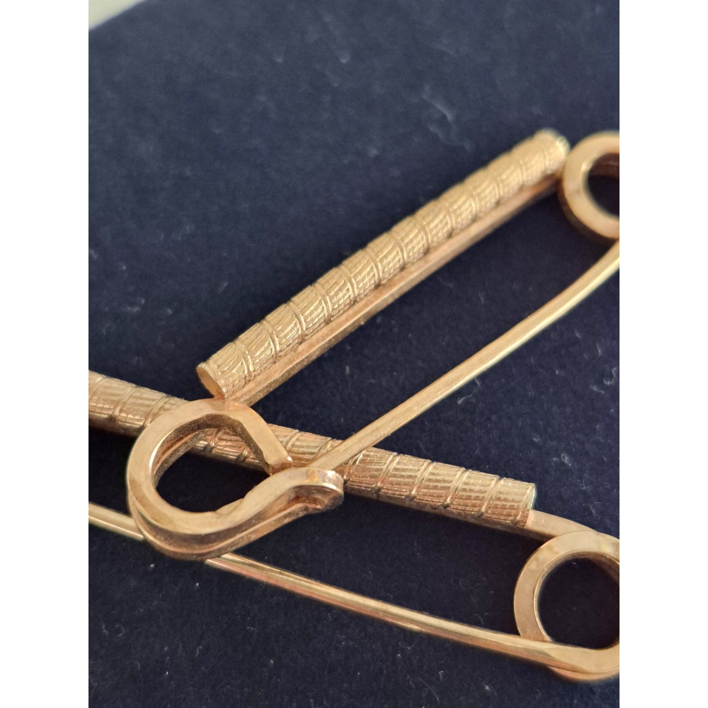 Vintage Rose Gold Plated Large Safety Pin Brooch Set