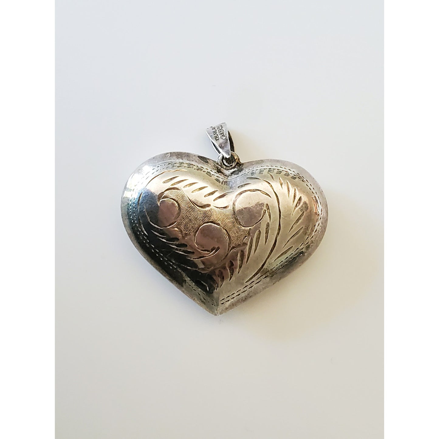 Vintage Puffy Sterling Silver Heart Pendant