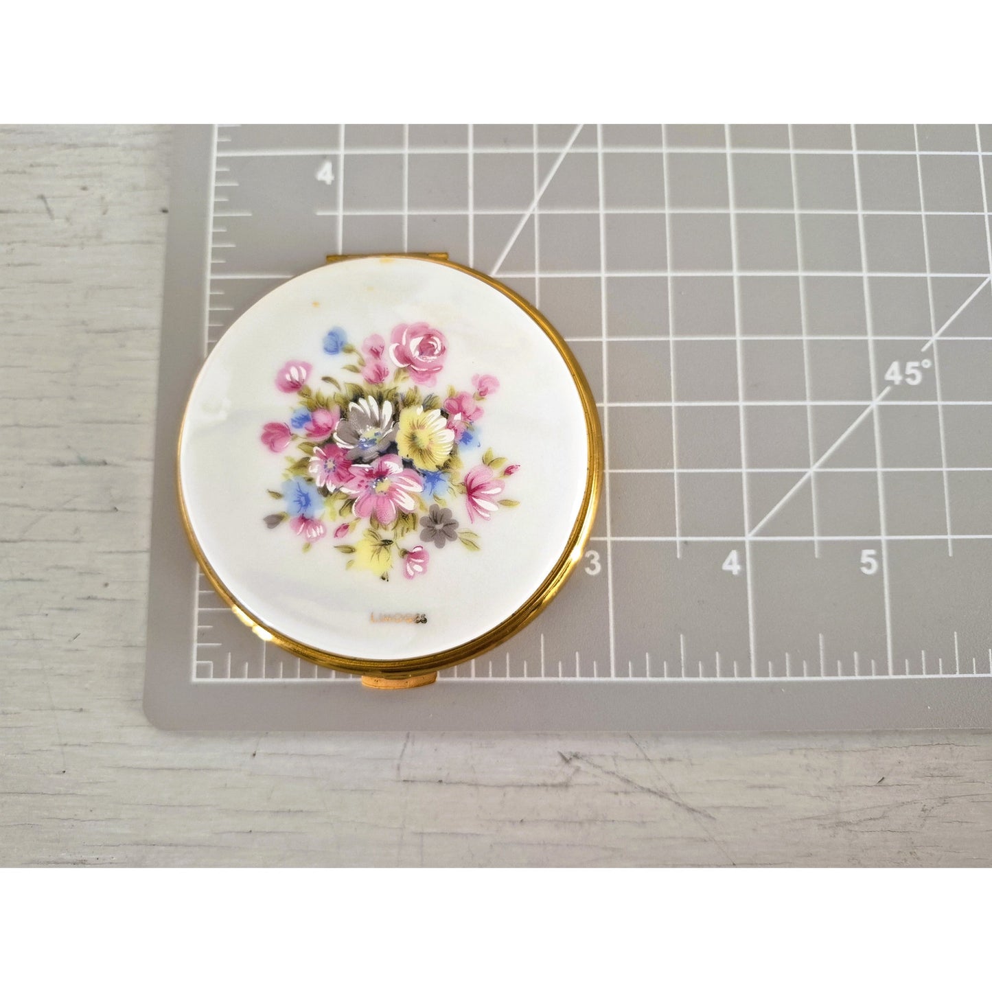 Vintage Porcelain Limoge Emrich Germany Pastel Floral Compact