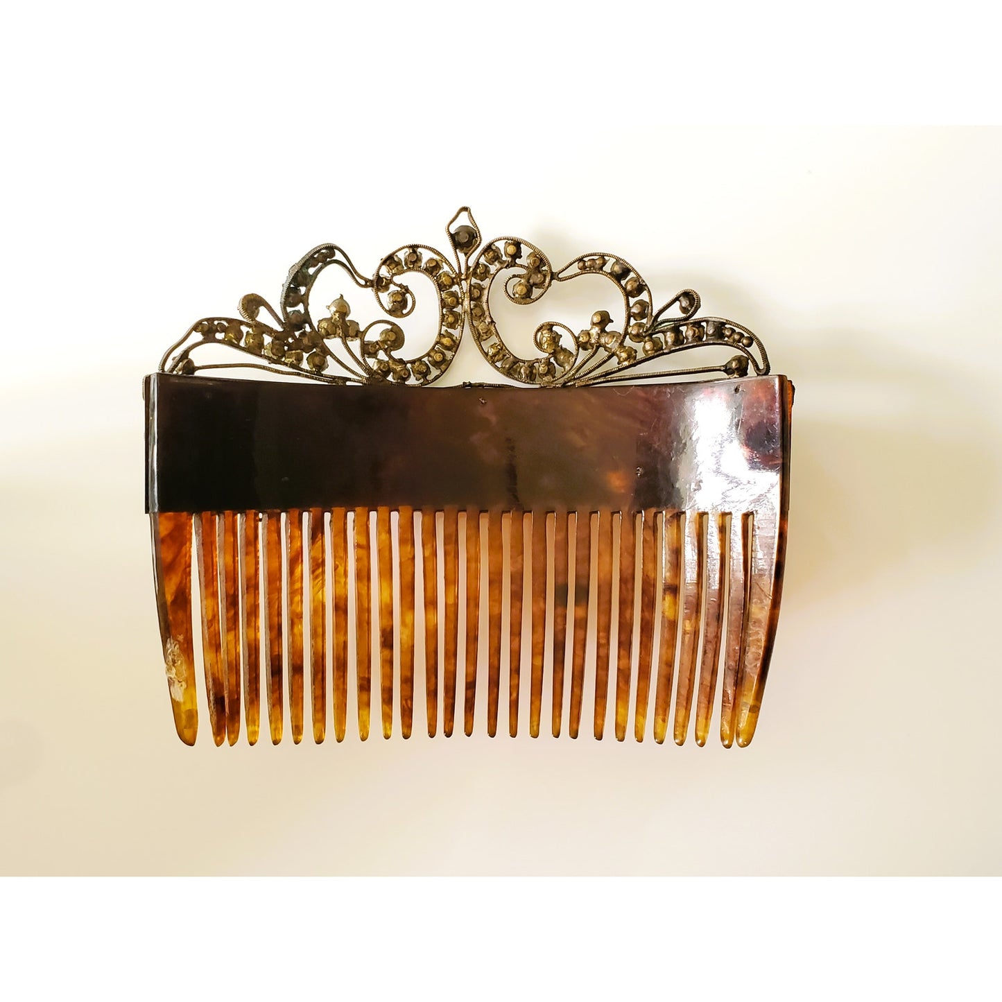 Vintage Antique Celluloid Rhinestone Haircomb with Barrette