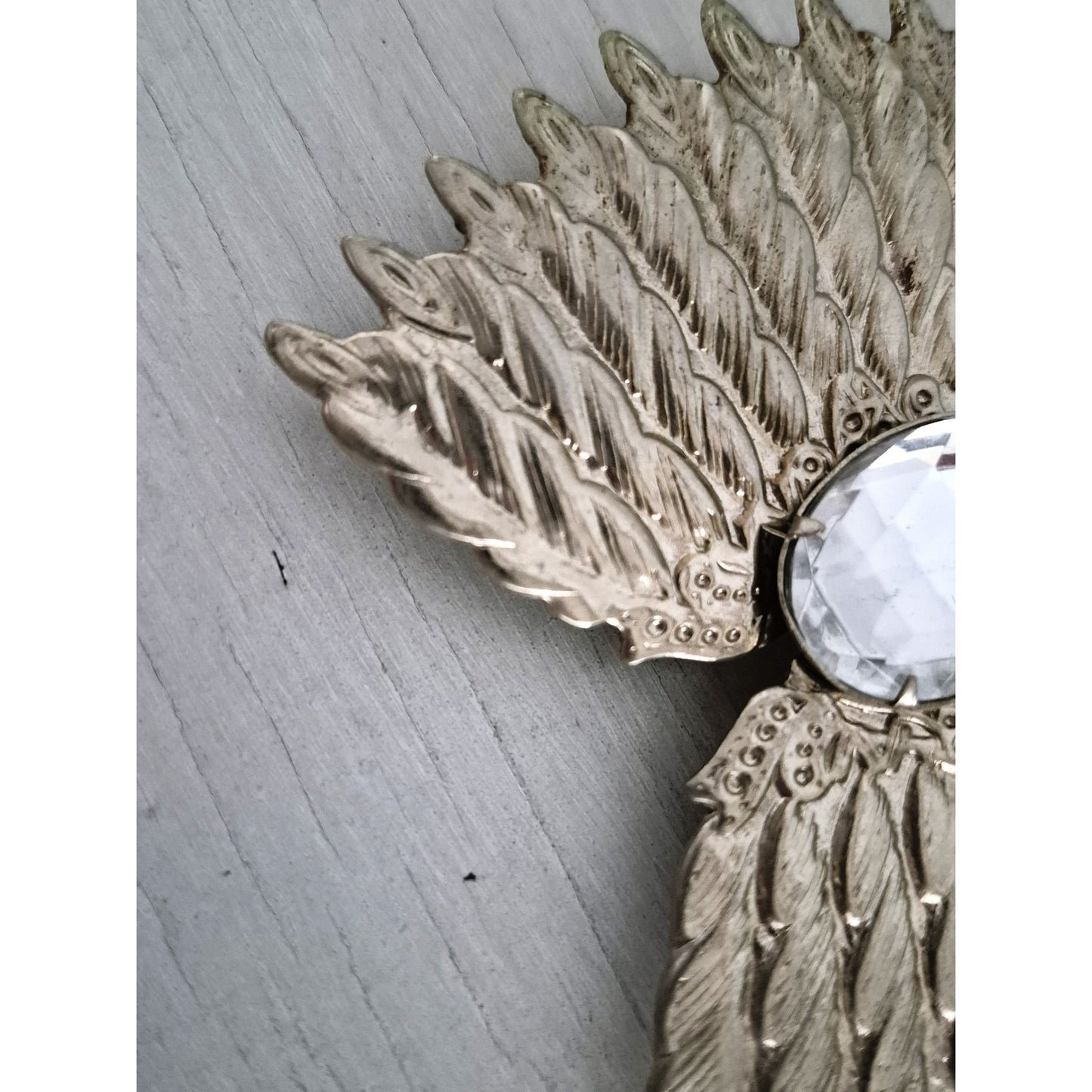 Vintage Silver Tone Angel Wing Rhinestone Belt Buckle