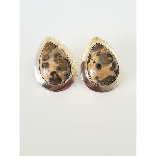 Vintage Vidal Chavez Sterling Silver Leopard Jasper Earrings