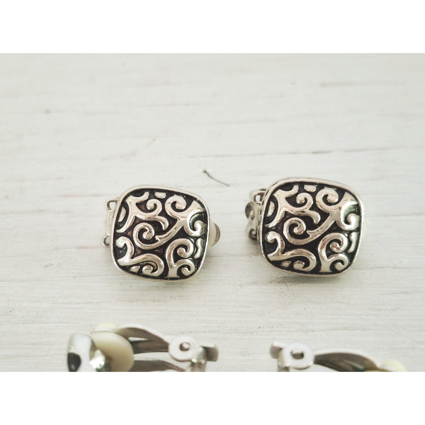 Vintage Black and Silver Earrings Lot of 3
