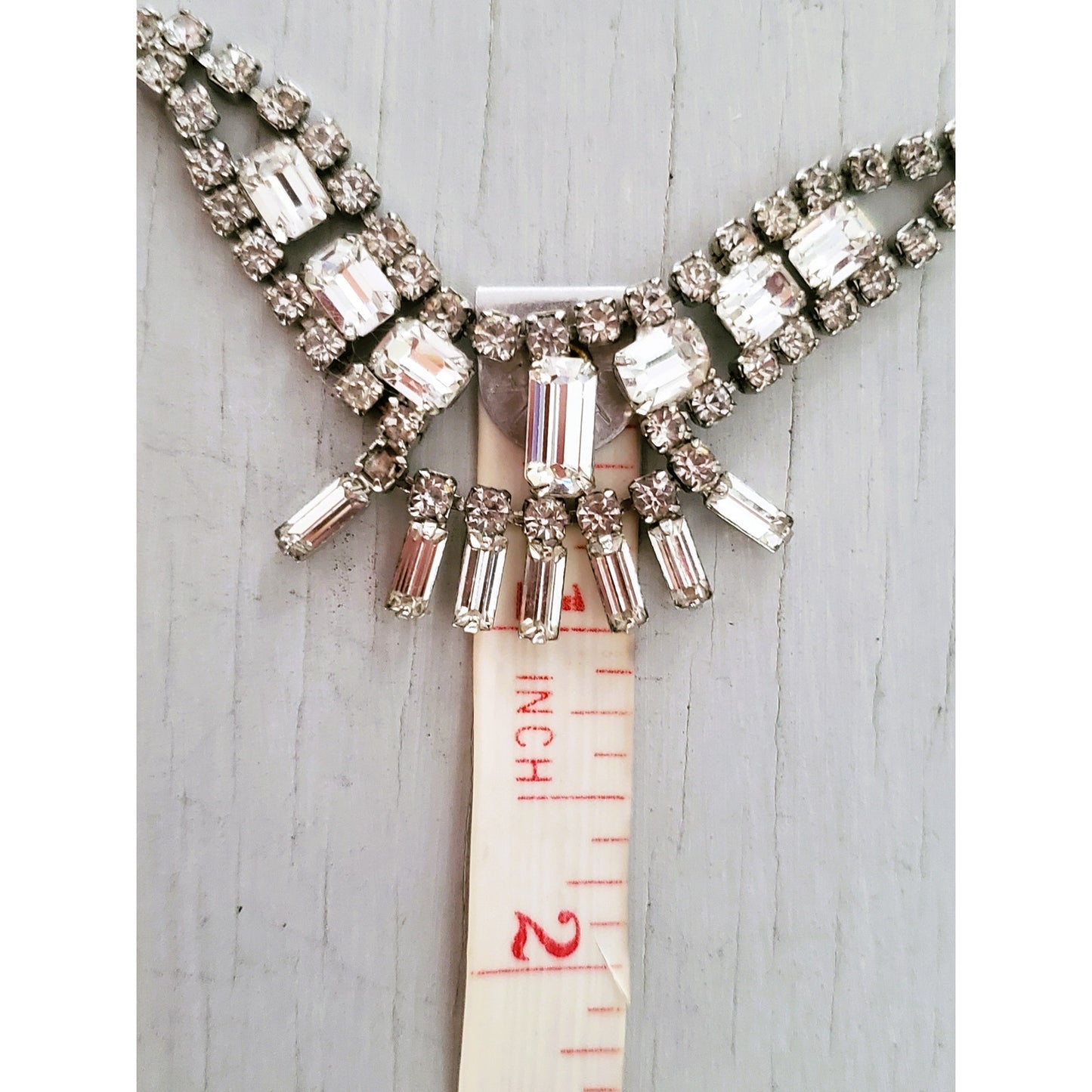 Vintage Clear Rhinestone Choker Necklace and Earring Set