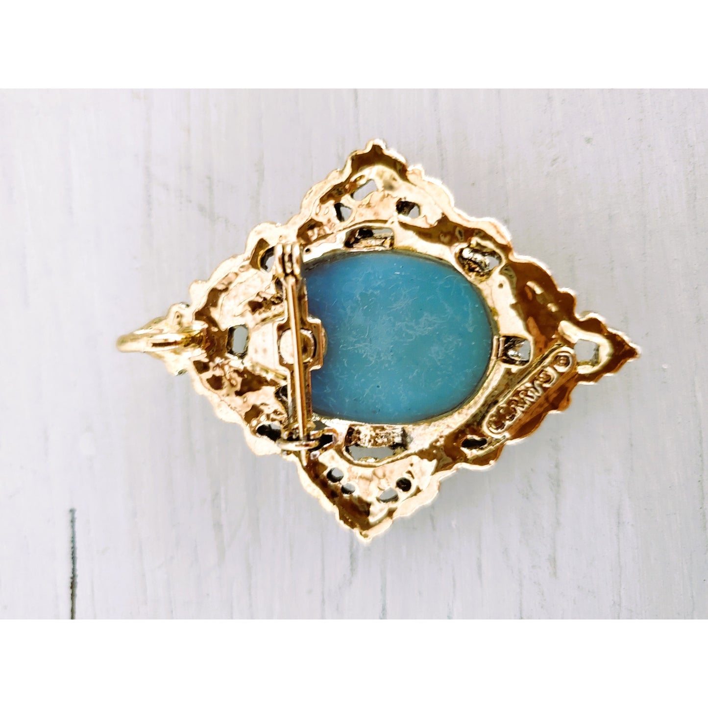 Vintage Gerry's Blue and White Cameo Brooch and Pendant