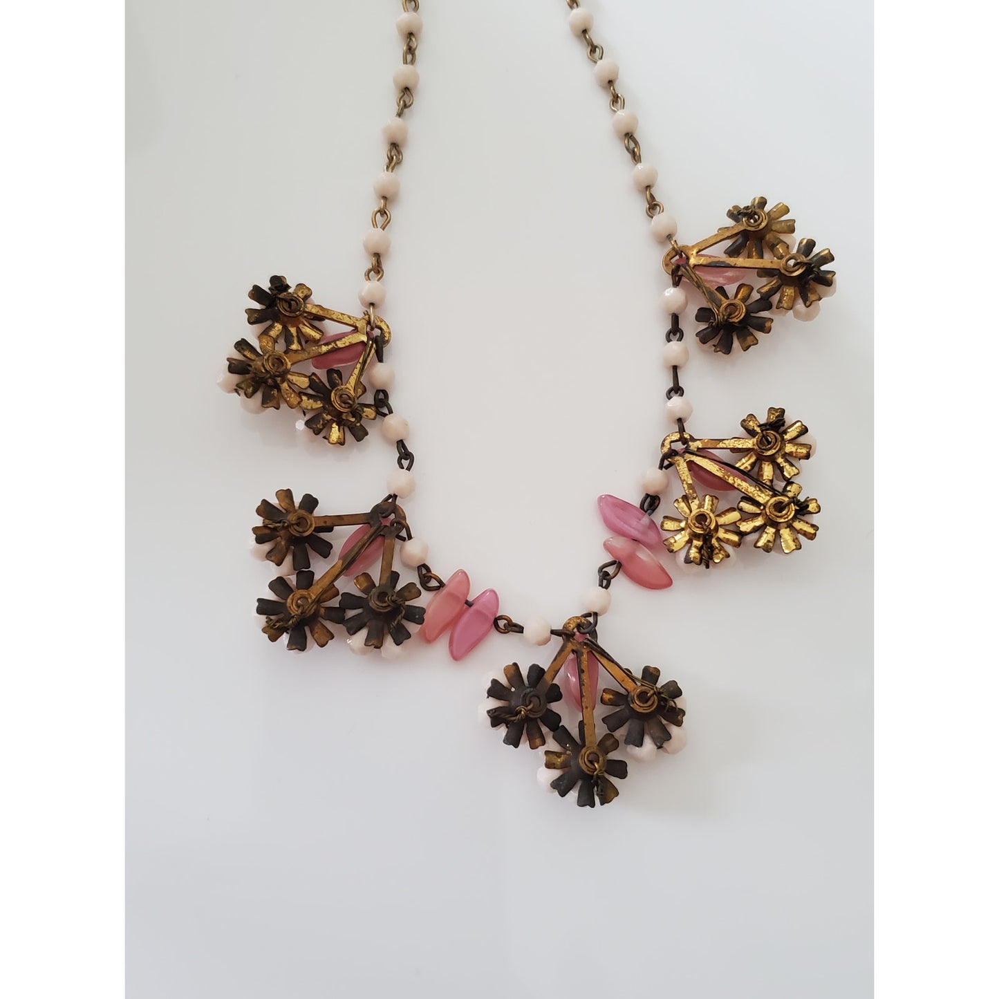 Vintage Light Pink Floral Necklace and Earring Set