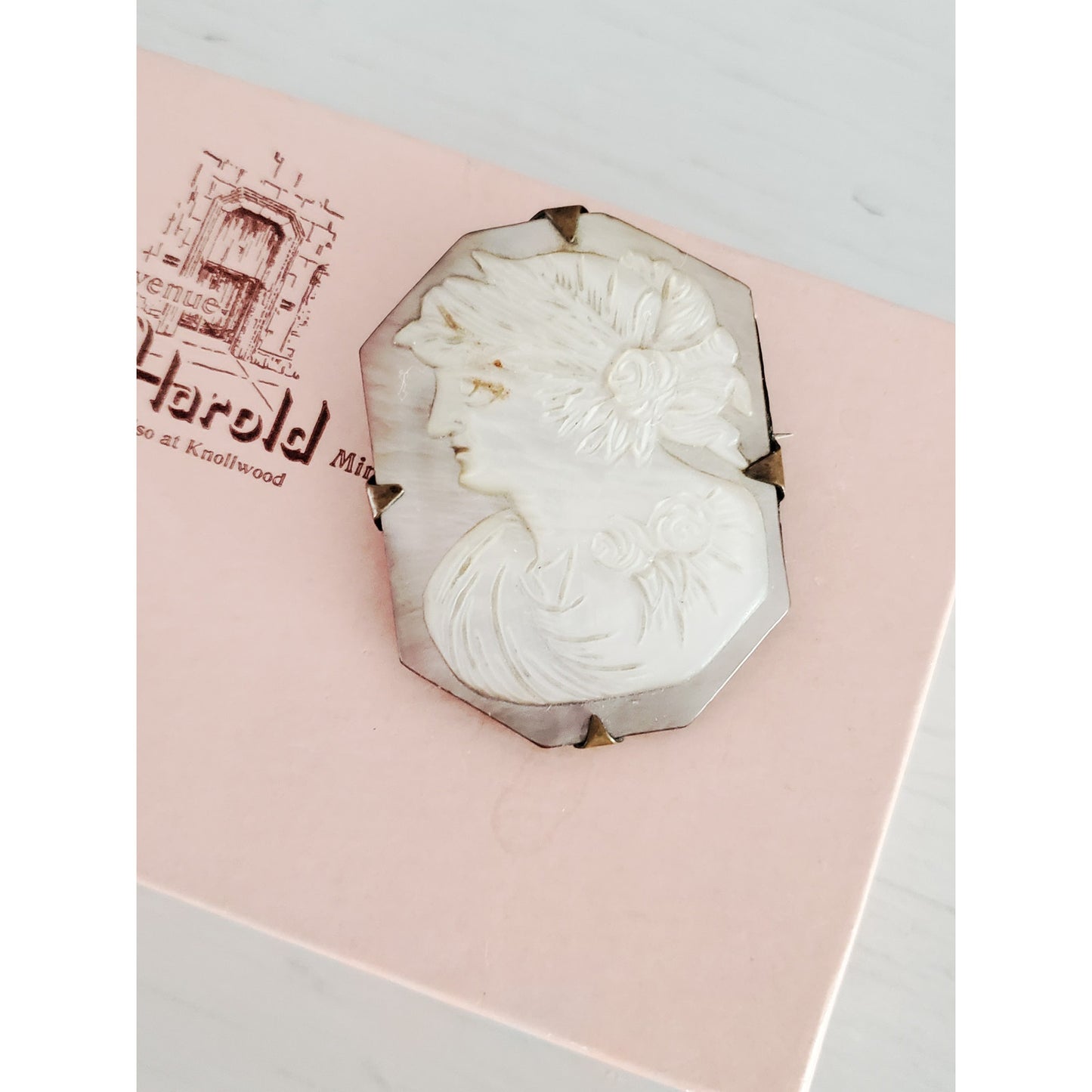 Vintage Antique Mother of Pearl Victorian Cameo C-Clasp Brooch