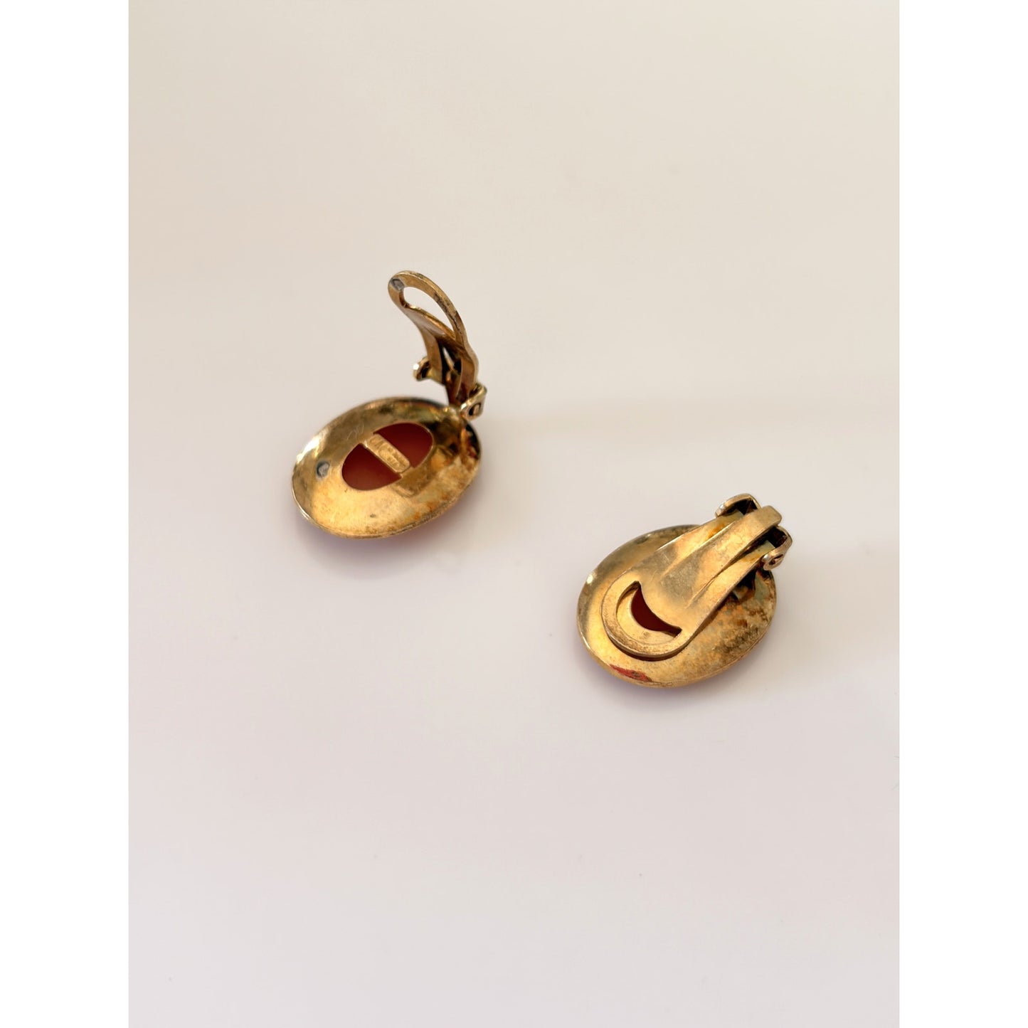 Vintage Sterling Silver Hand Carved Shell Cameo Clip On Earrings