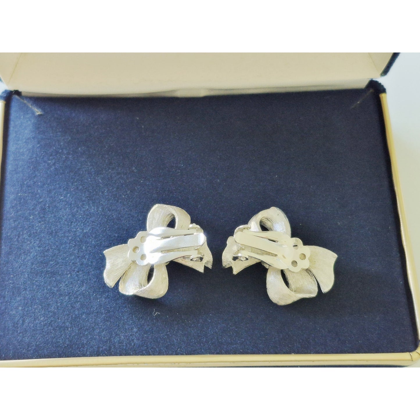 Vintage MCM Silver-tone Bow-tie Brooch and Earring Set