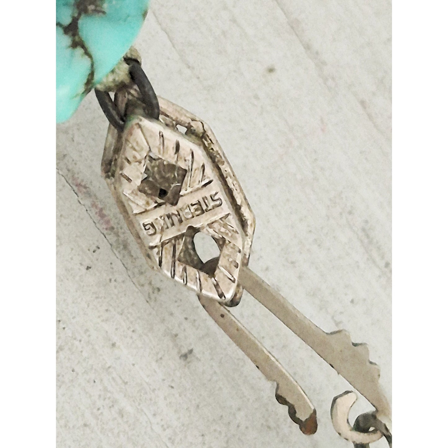 Vintage Sterling Silver Turquoise Nugget Necklace