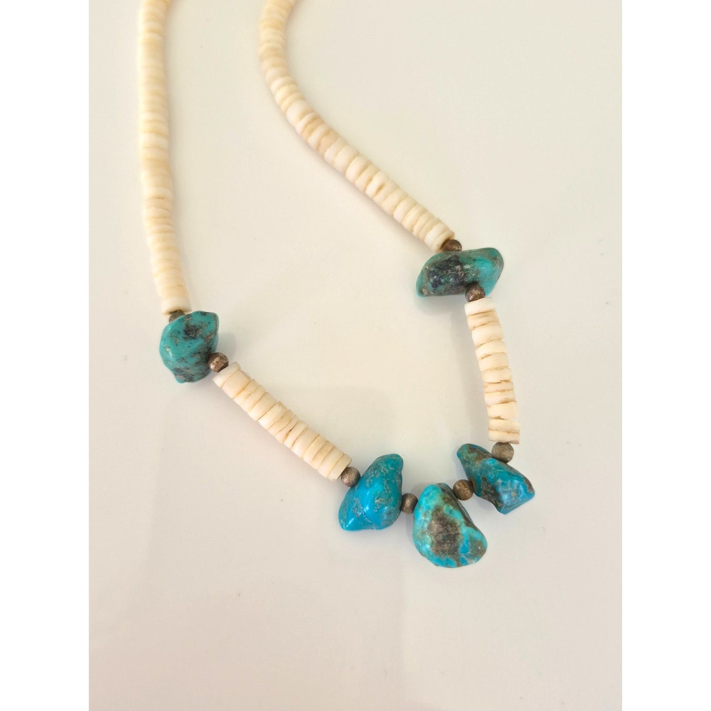 Vintage Navajo Turquoise Nugget and Shell Heishi Necklace