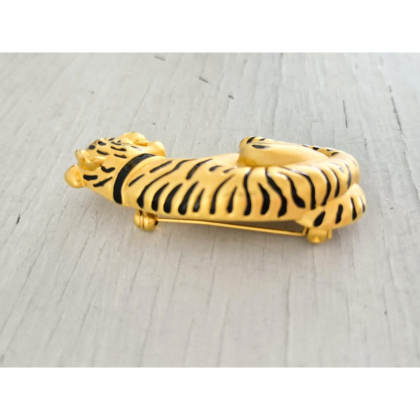 Vintage Gold Tone Tiger Brooch