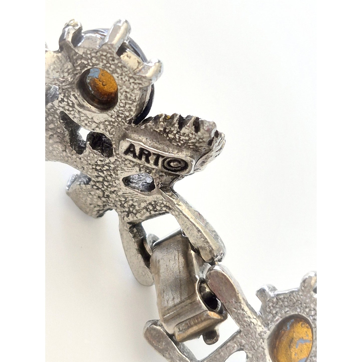 Vintage Art Designer Blue Carbochan Floral Bracelet