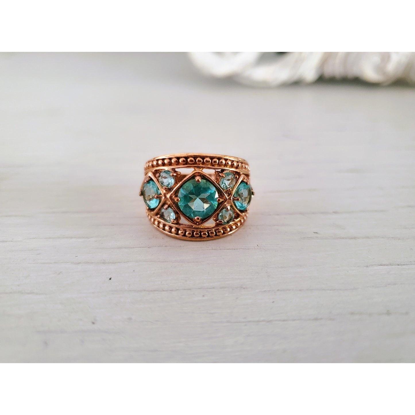 Vintage 1980s Ross Simons Sterling Silver Topaz Ring