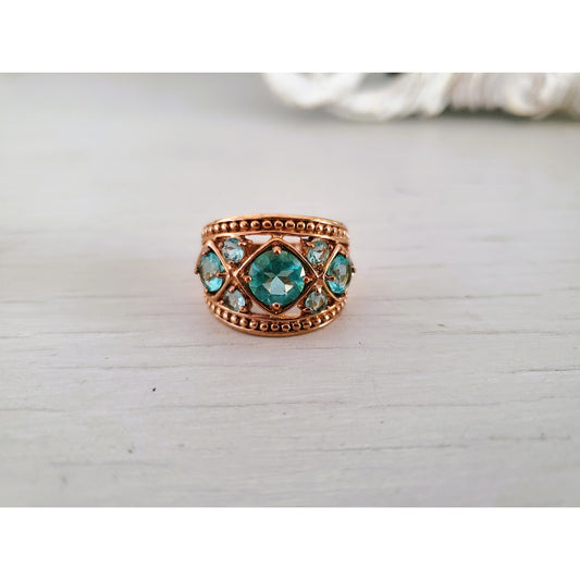 Vintage 1980s Ross Simons Sterling Silver Topaz Ring