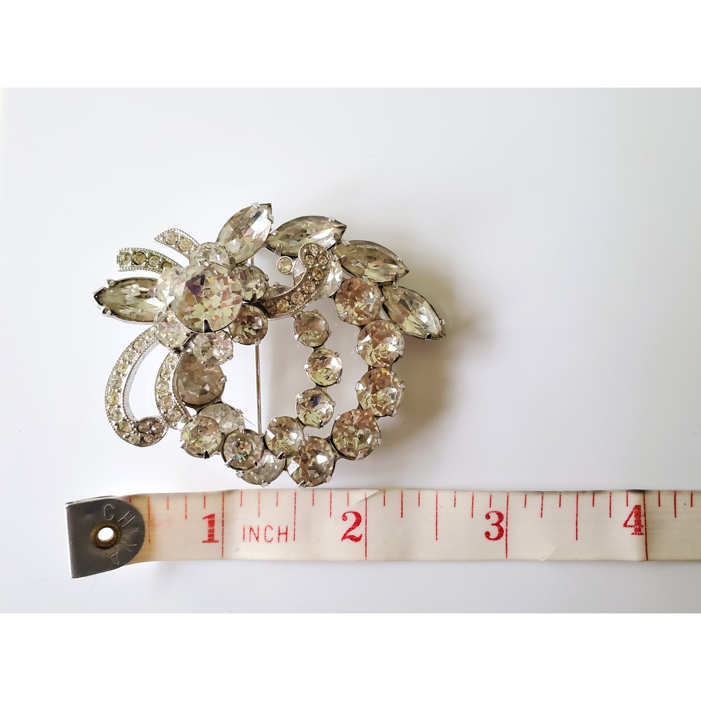 Vintage Eisenberg Ice Clear Crystal Rhinestone Brooch