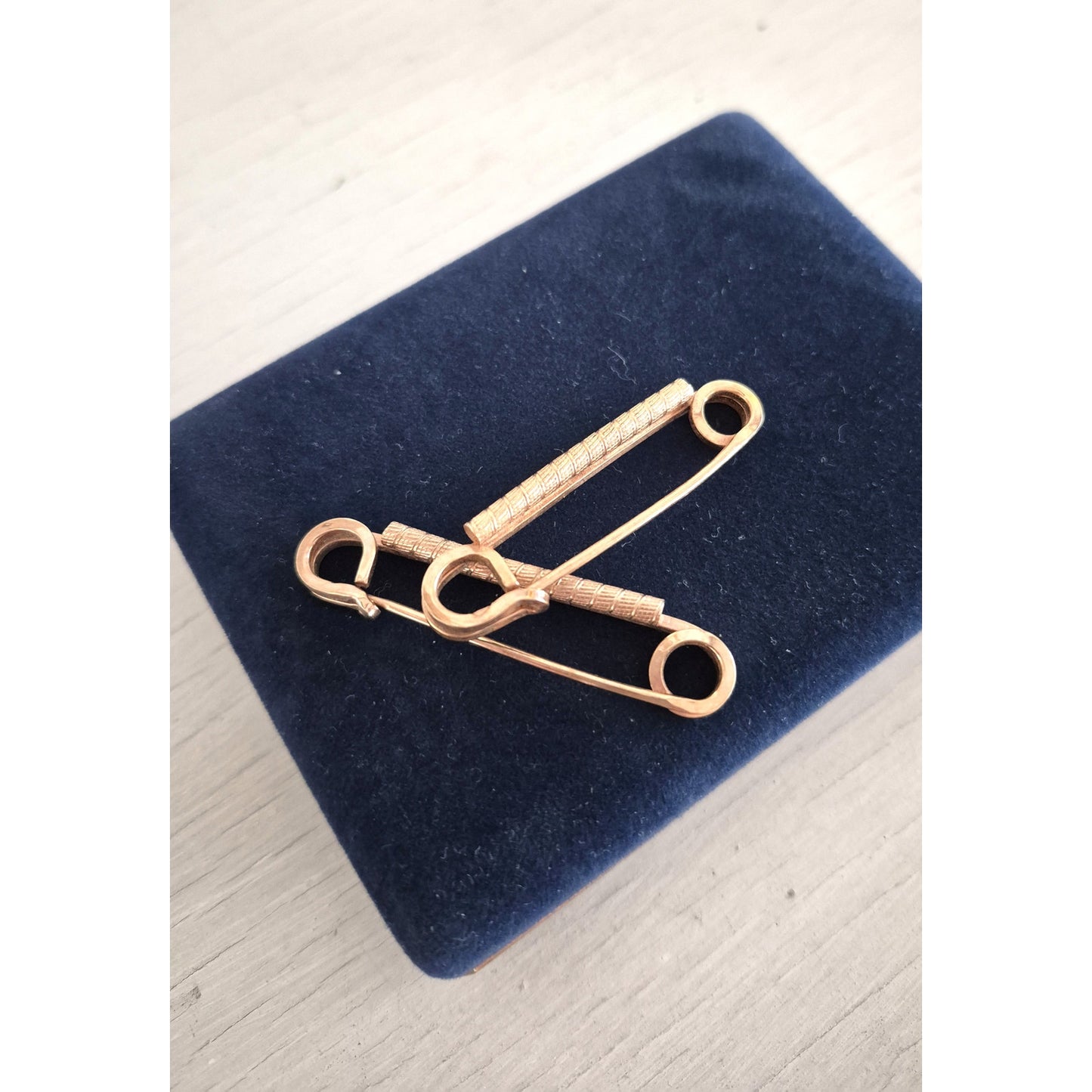 Vintage Rose Gold Plated Large Safety Pin Brooch Set