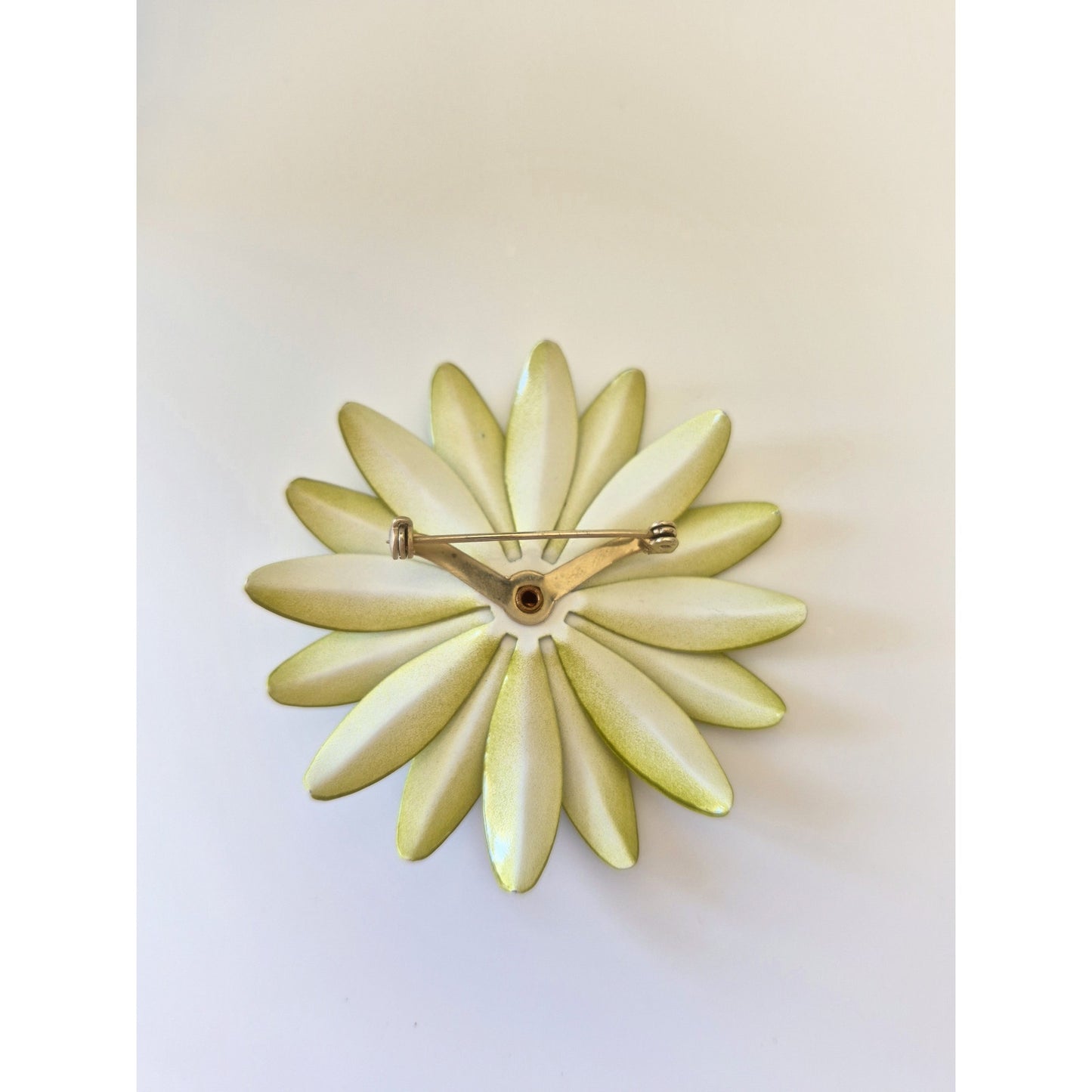 Vintage Green Sunflower Metal Enamel Brooch
