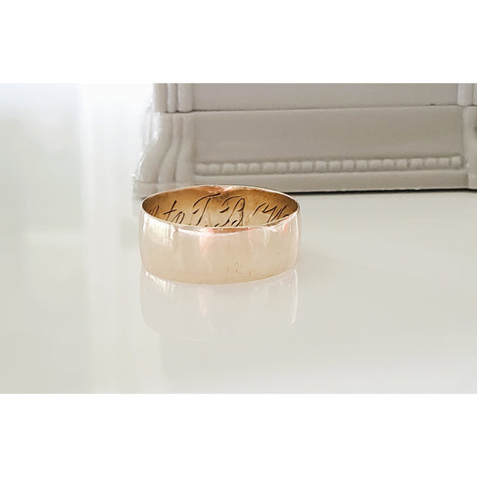 Vintage Victorian 14K Rose Gold Engraved Wide Band Ring