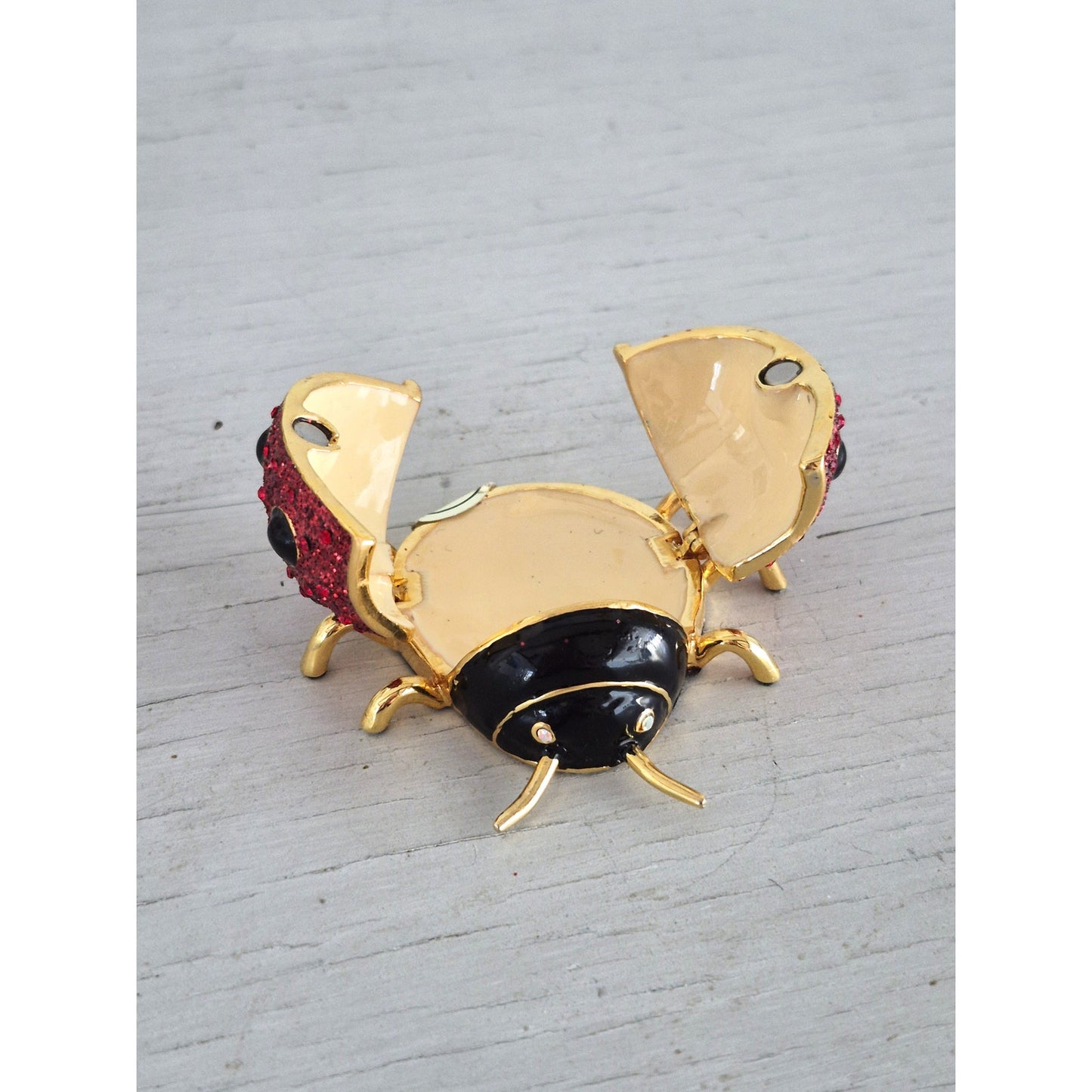 Vintage Perry Borelli Jeweled Lady Bug Trinket Box