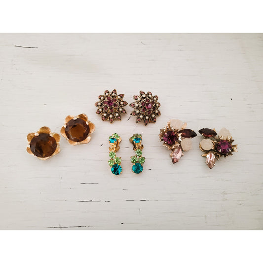 Lot of Vintage Mid Century Gorgeous Clip On Earrings