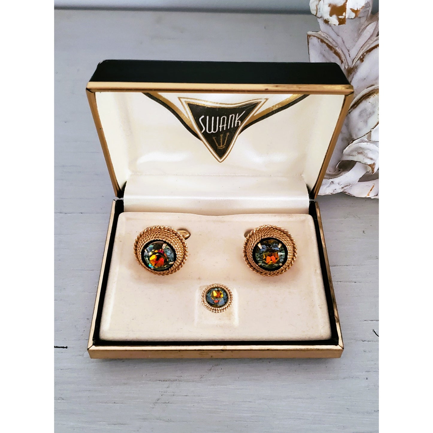 Vintage Swank Designer Cuff Links and Tie Pin in Original Box