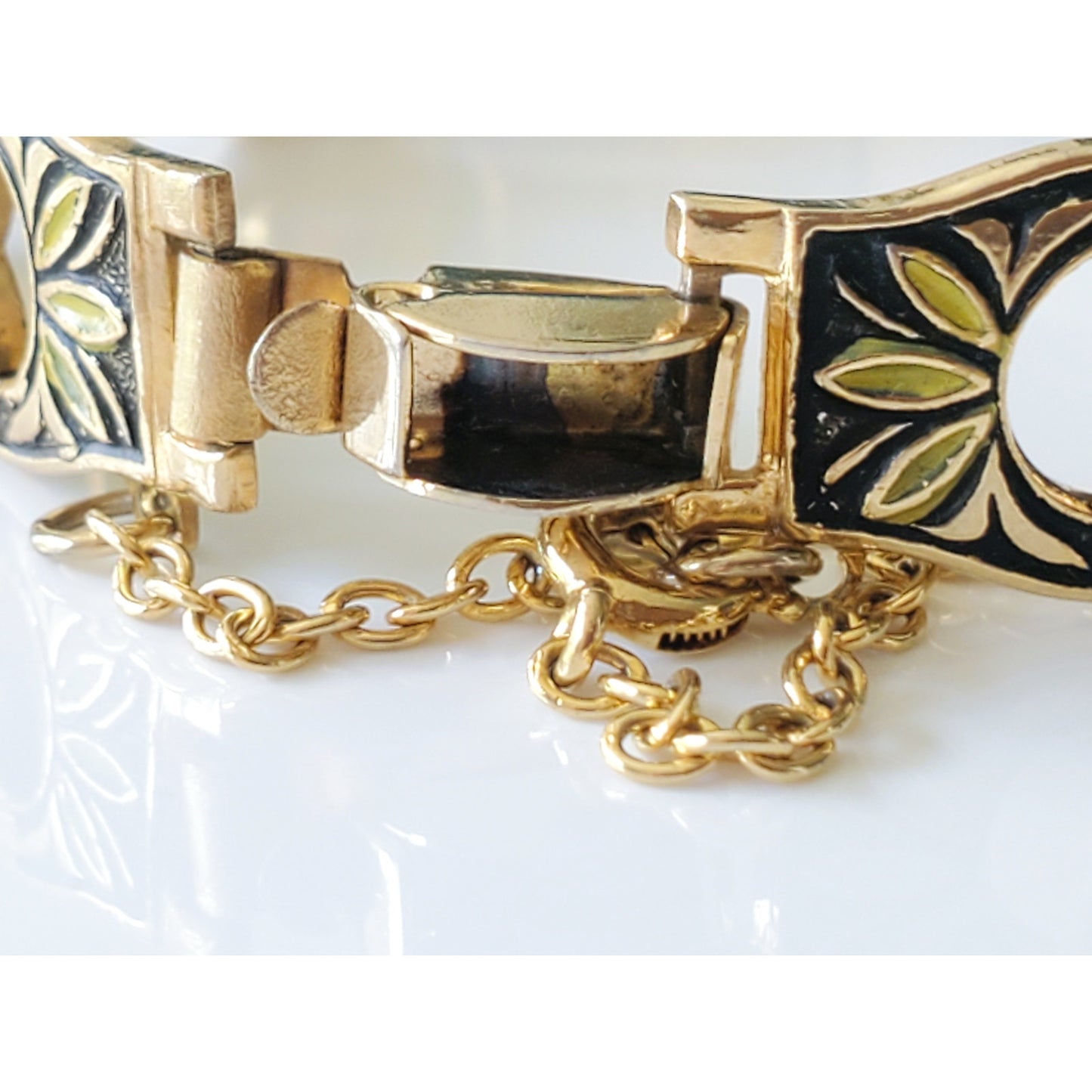 Vintage Damascene Faux Turquoise Bracelet