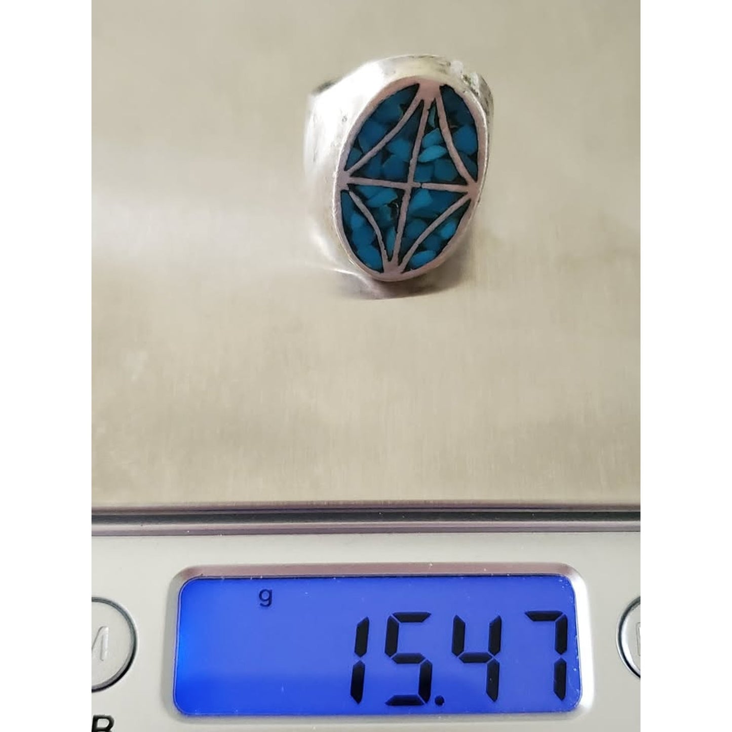 Vintage Silver-plate Turquoise Inlay Ring