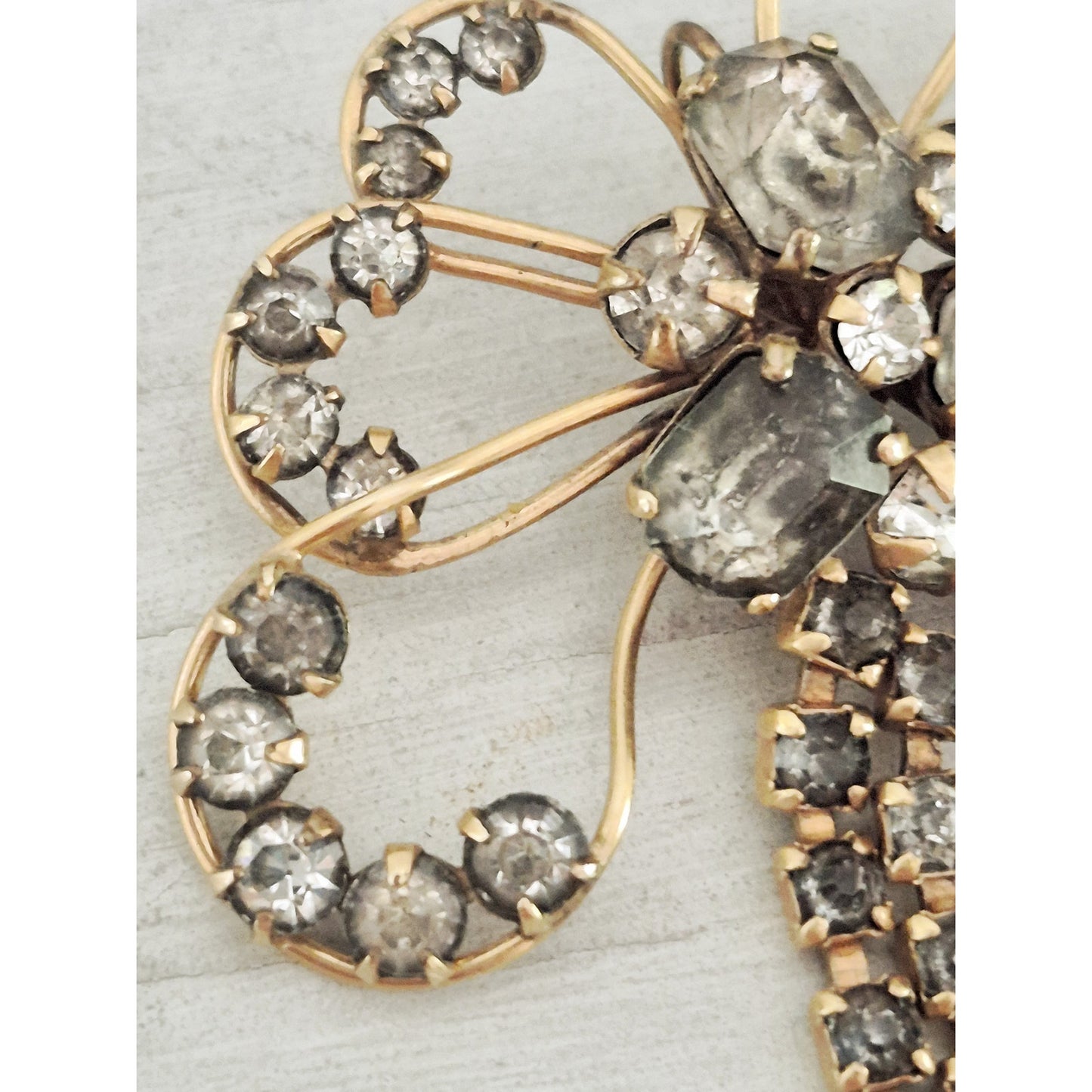 Vintage Marks & Spencer Gold-fill Dangle Rhinestone Brooch