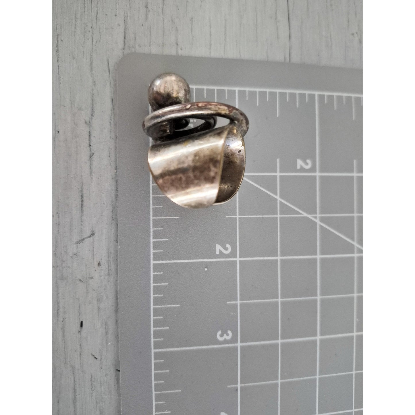 Vintage AD Design Denmark Modernist Orb Silver Ring