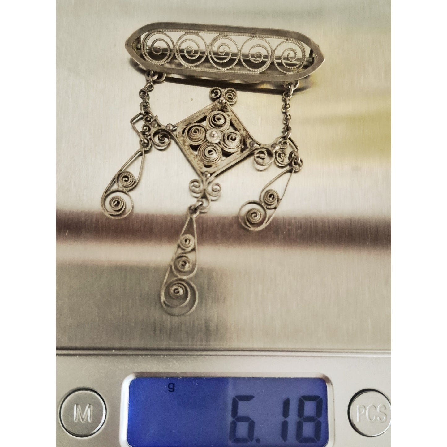 Vintage Antique Silver Scandinavian Solje C-Clasp Pin Brooch