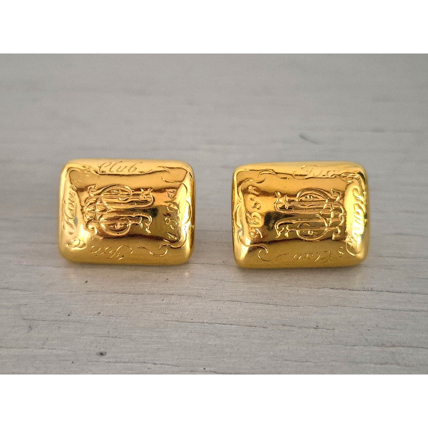 Vintage Carolee Designer Signed Hound Club Clip On Earrings