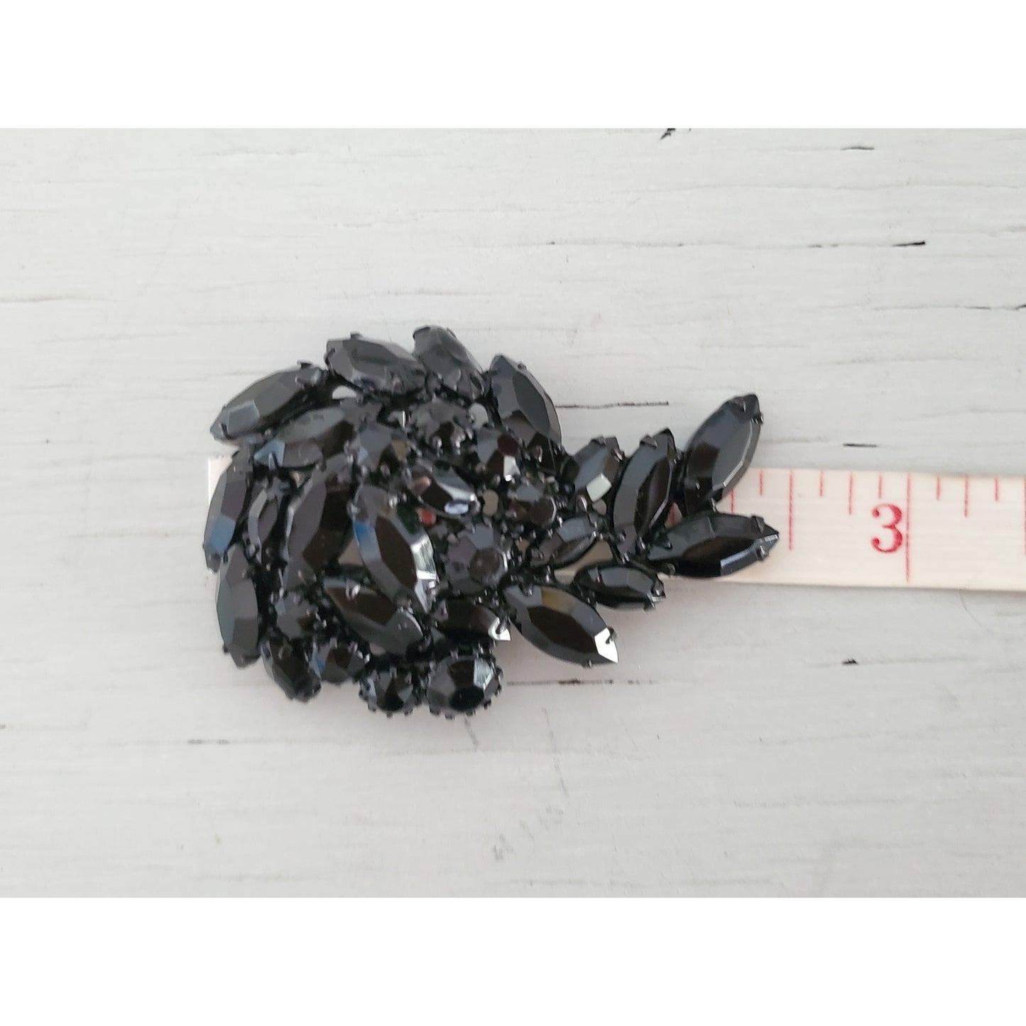 Vintage Black Rhinestone Dome Brooch Pin