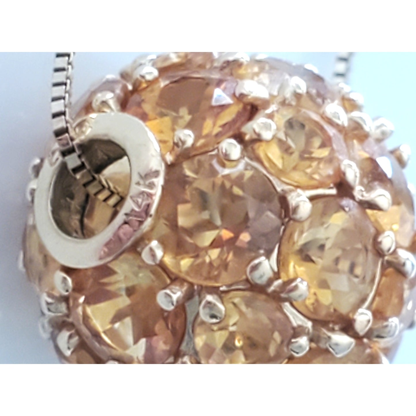 Vintage 14K Gold Citrine Cluster Ball Necklace