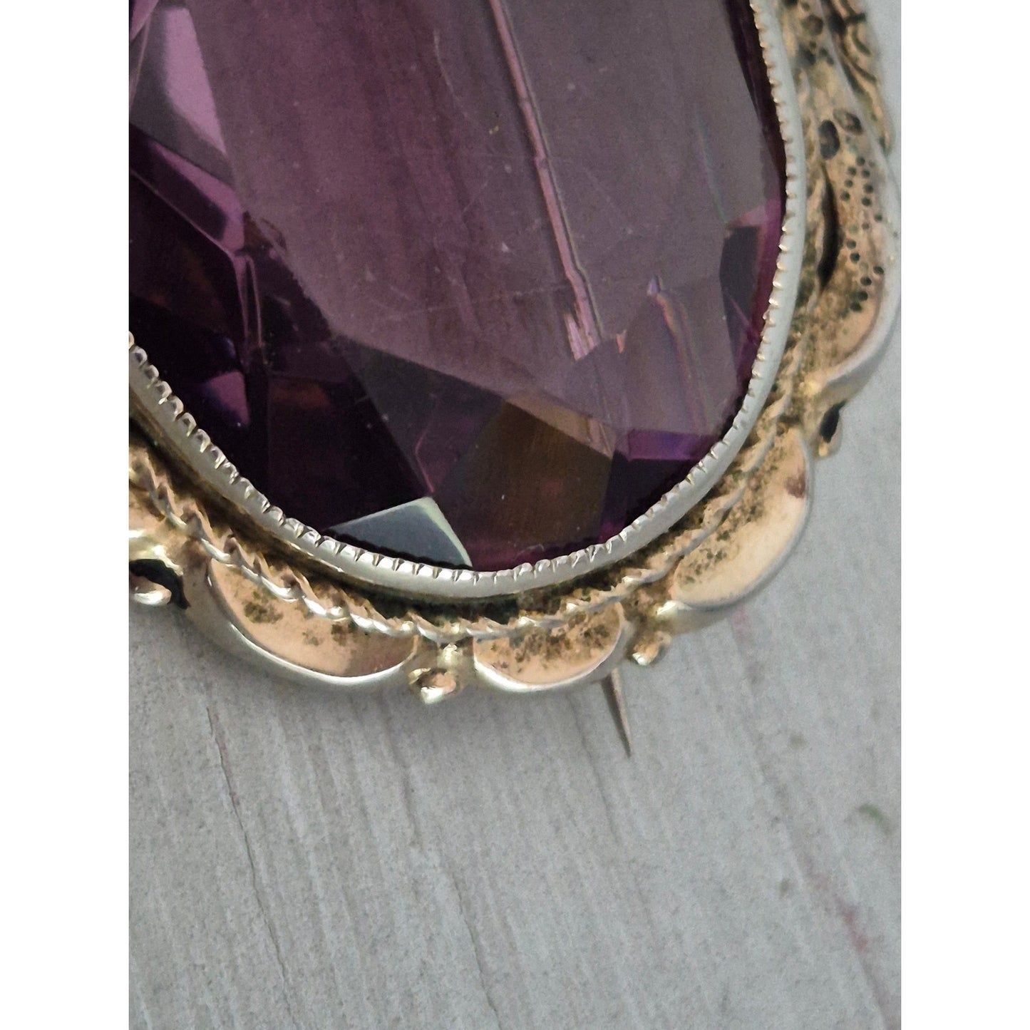 Vintage Victorian Large Amethyst Oval Brooch