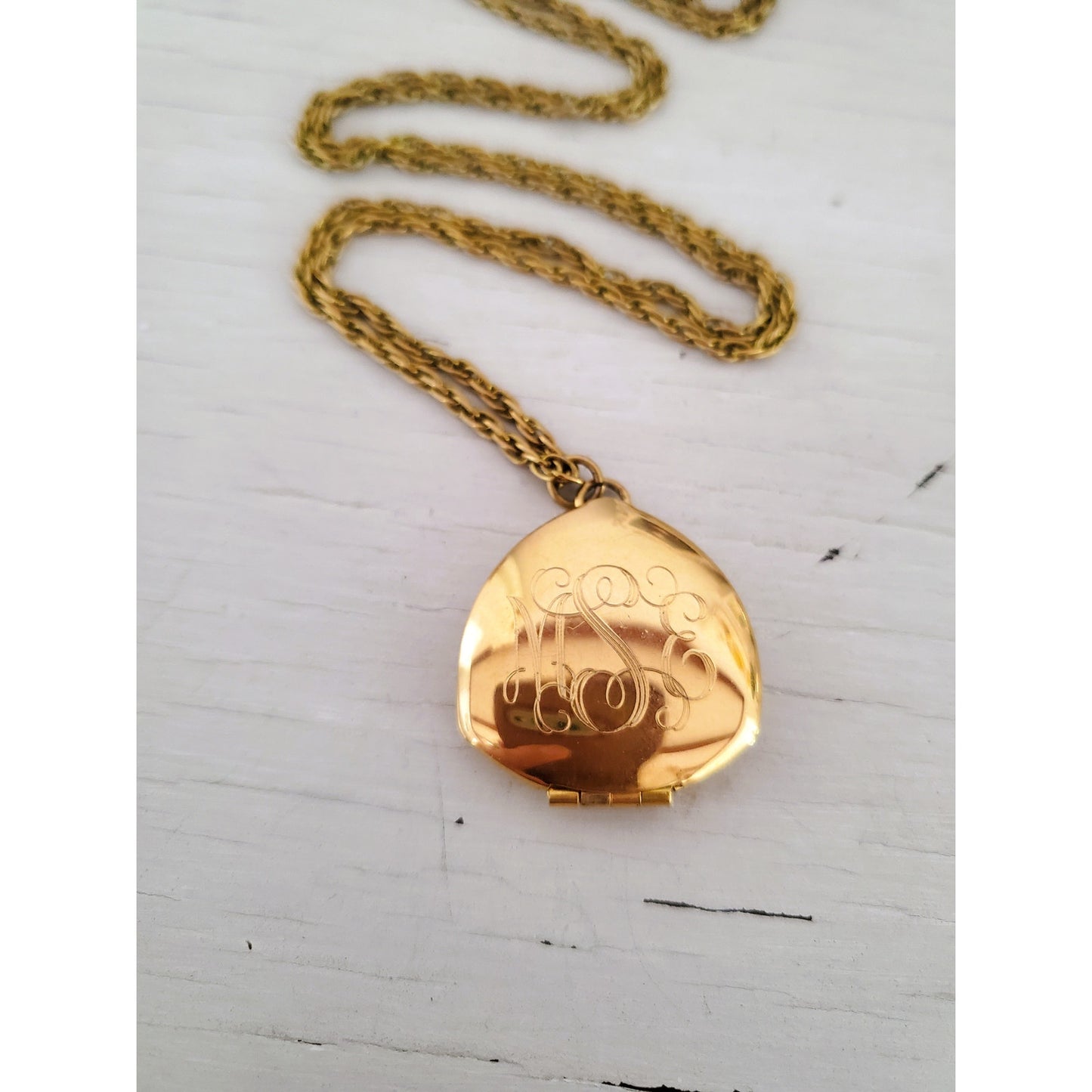 Vintage 1980s Gold Fill MSE Monogram Locket Necklace