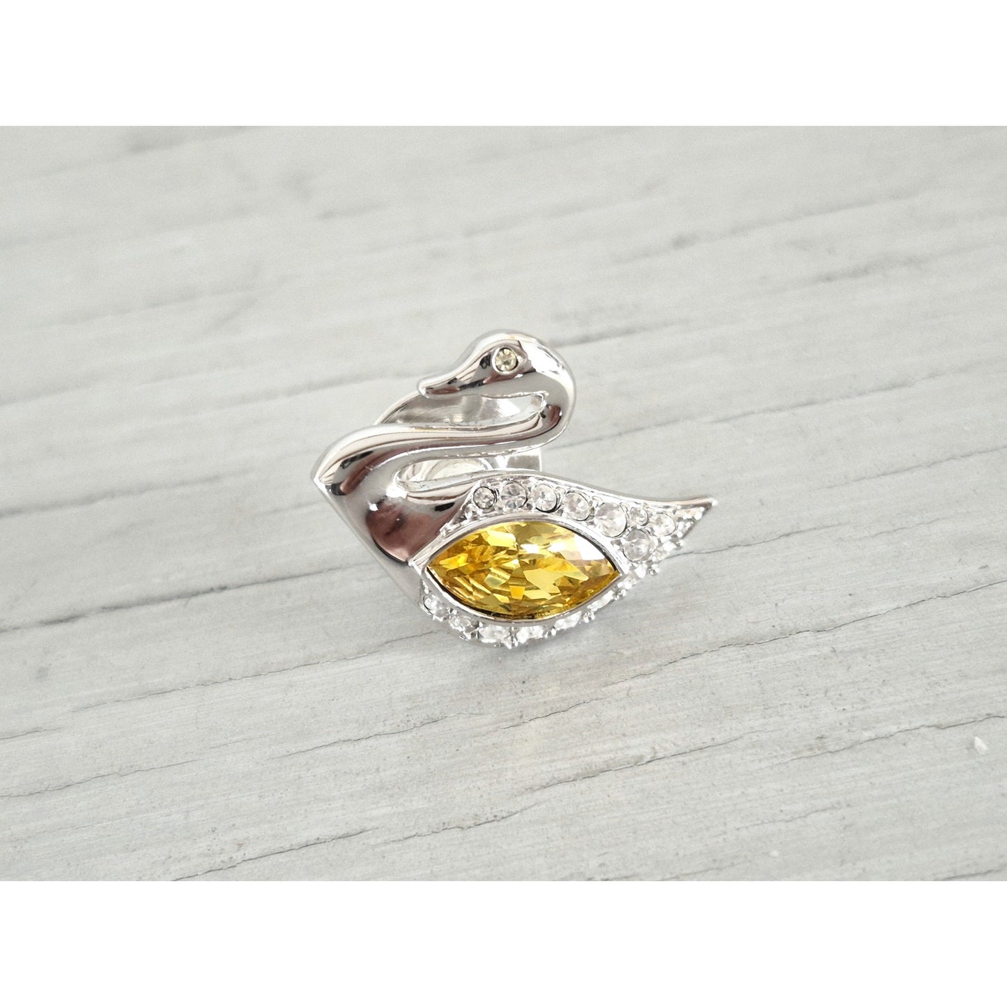 Vintage Swarovski Yellow Crystal Swan Pin