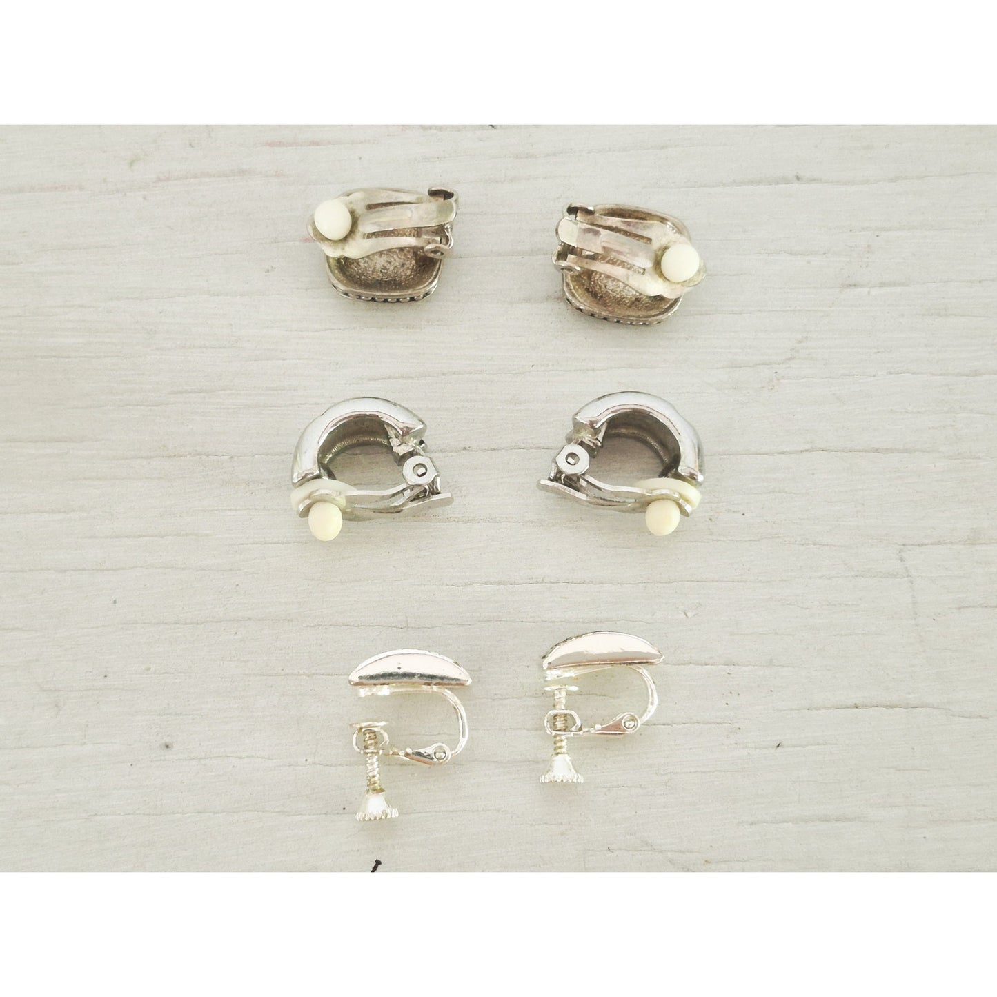 Vintage Black and Silver Earrings Lot of 3