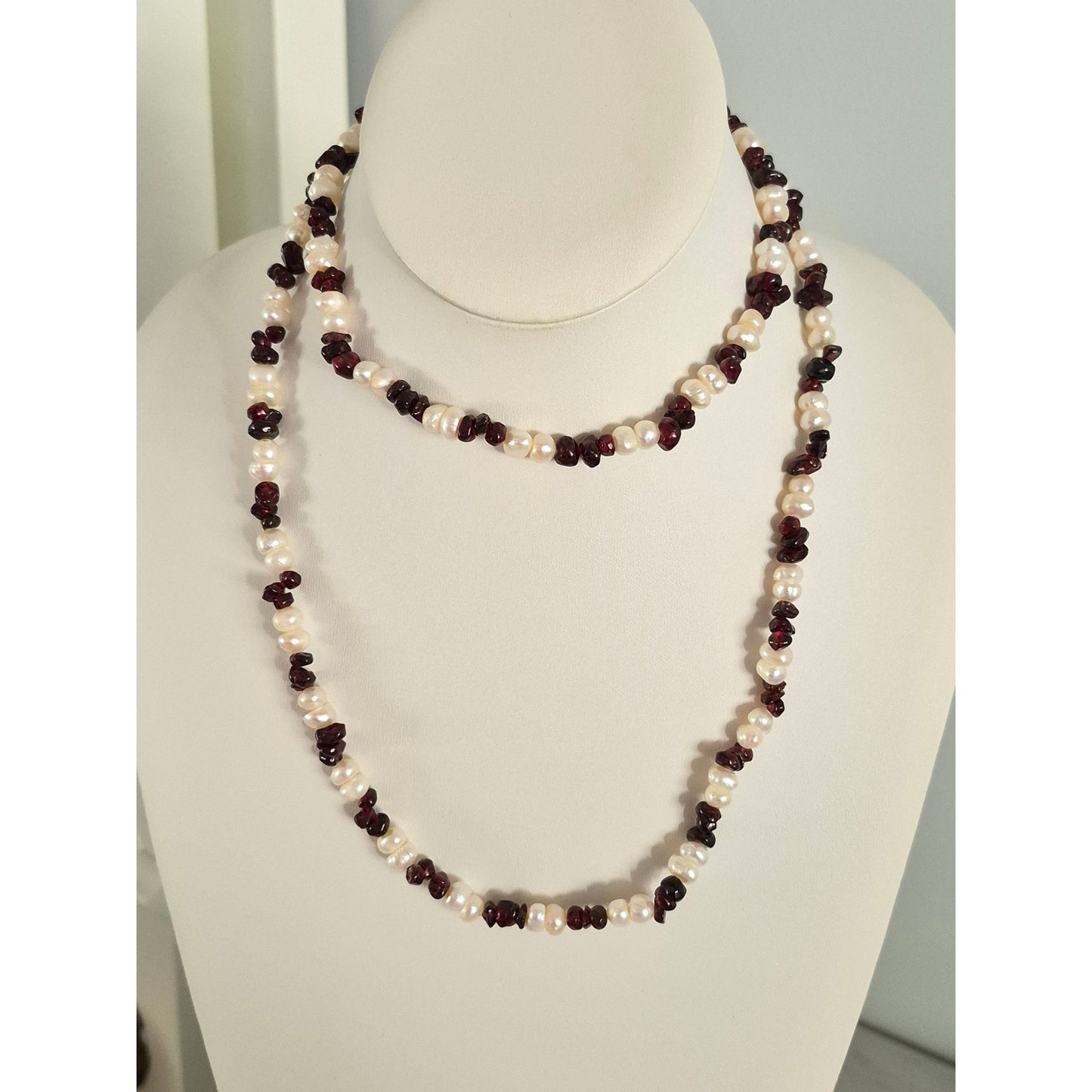 Vintage Freshwater Baroque Pearls and Garnet Necklace