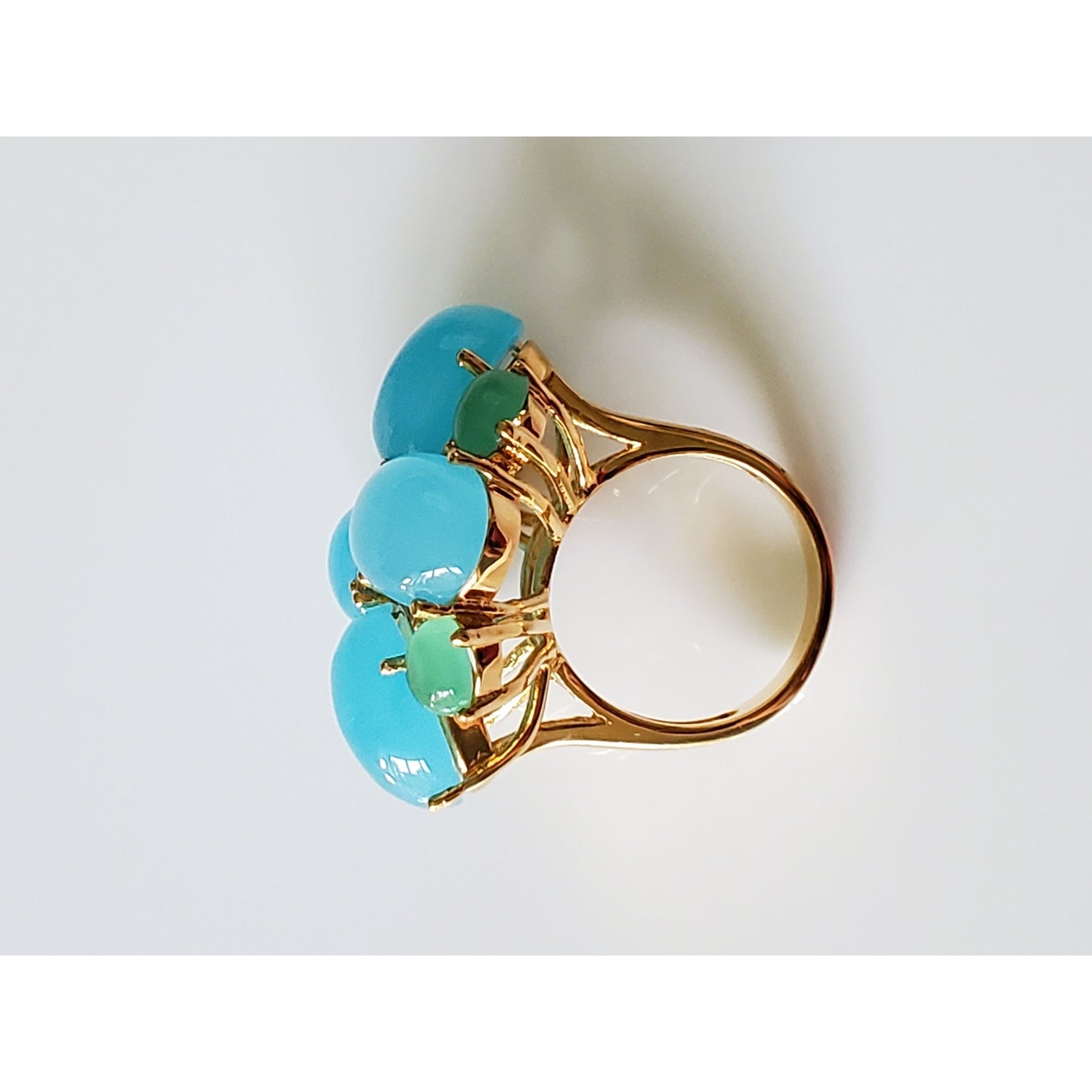 Vintage Pastel Green and Blue Glass Stone Cocktail Ring