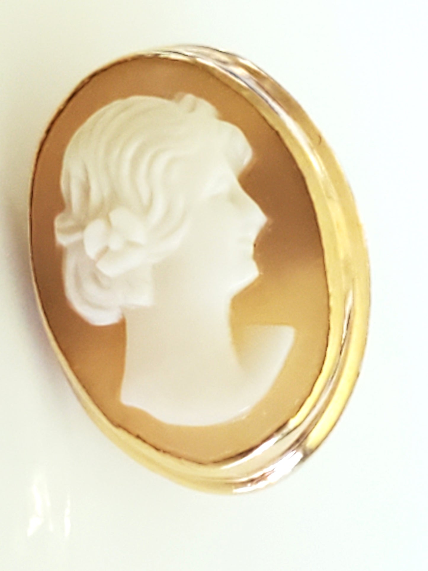 14K Solid Gold - Vintage Cameo Stud Earrings – 3.24g