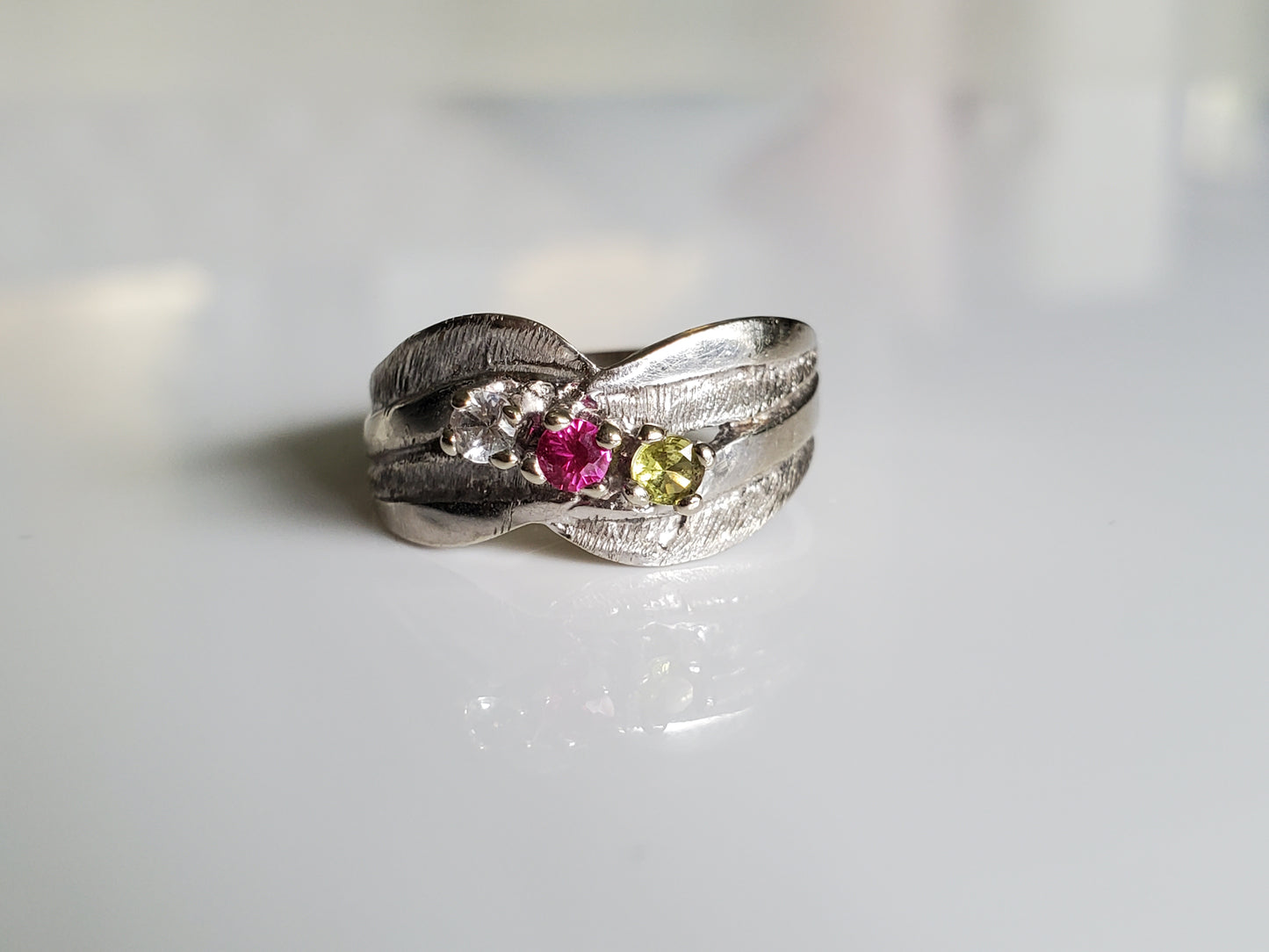 Vintage 14K White Gold Ring with Multi-Gems