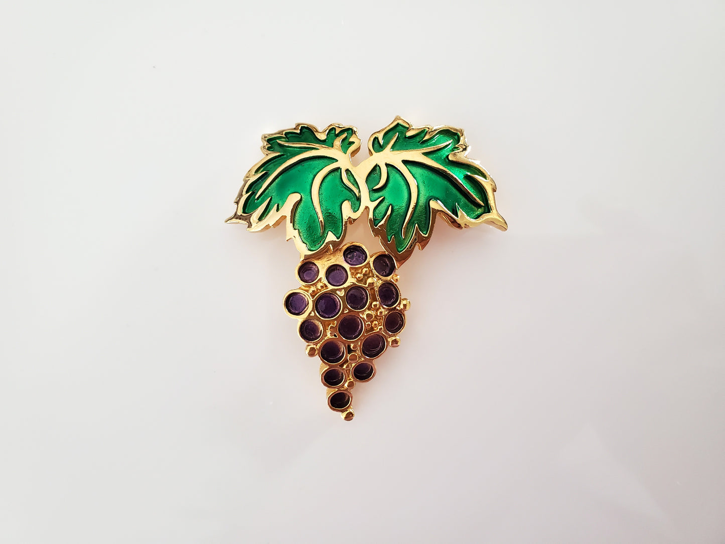 Vintage Napier Purple Grape Enamel Brooch