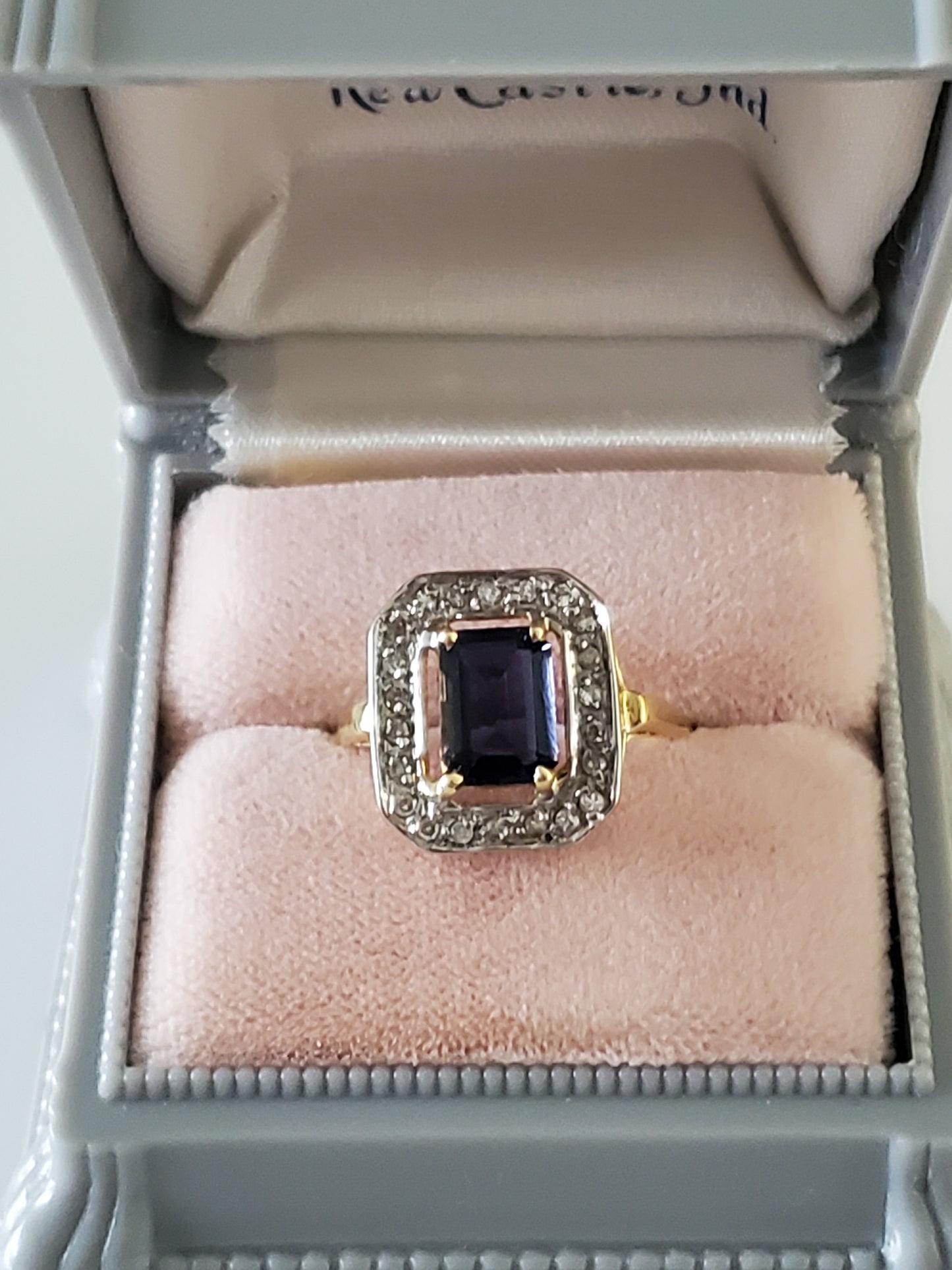 Vintage 14K Yellow and White Gold Purple Stone and Diamond Ring