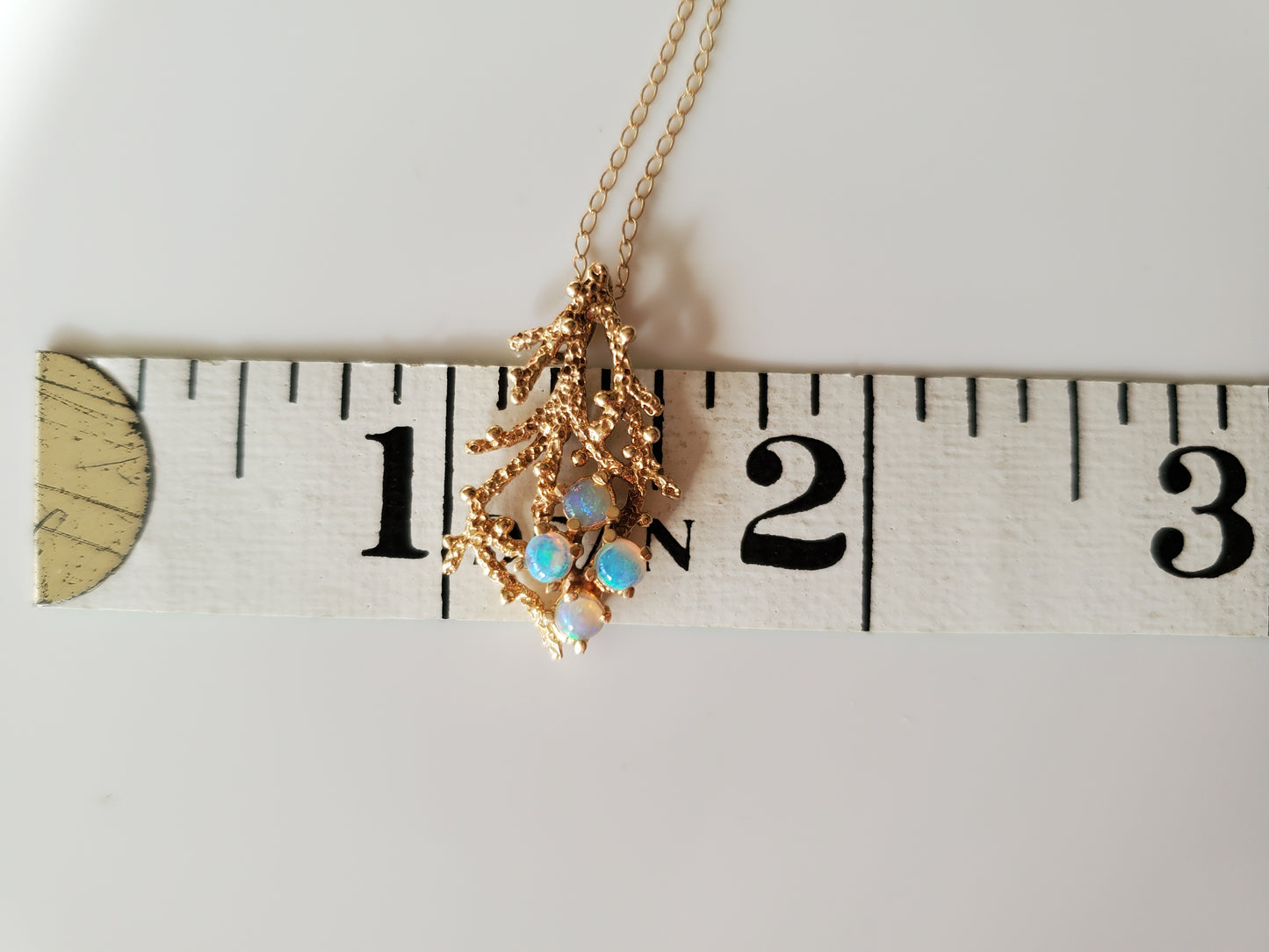 14K Gold Opal Coral Reef Necklace