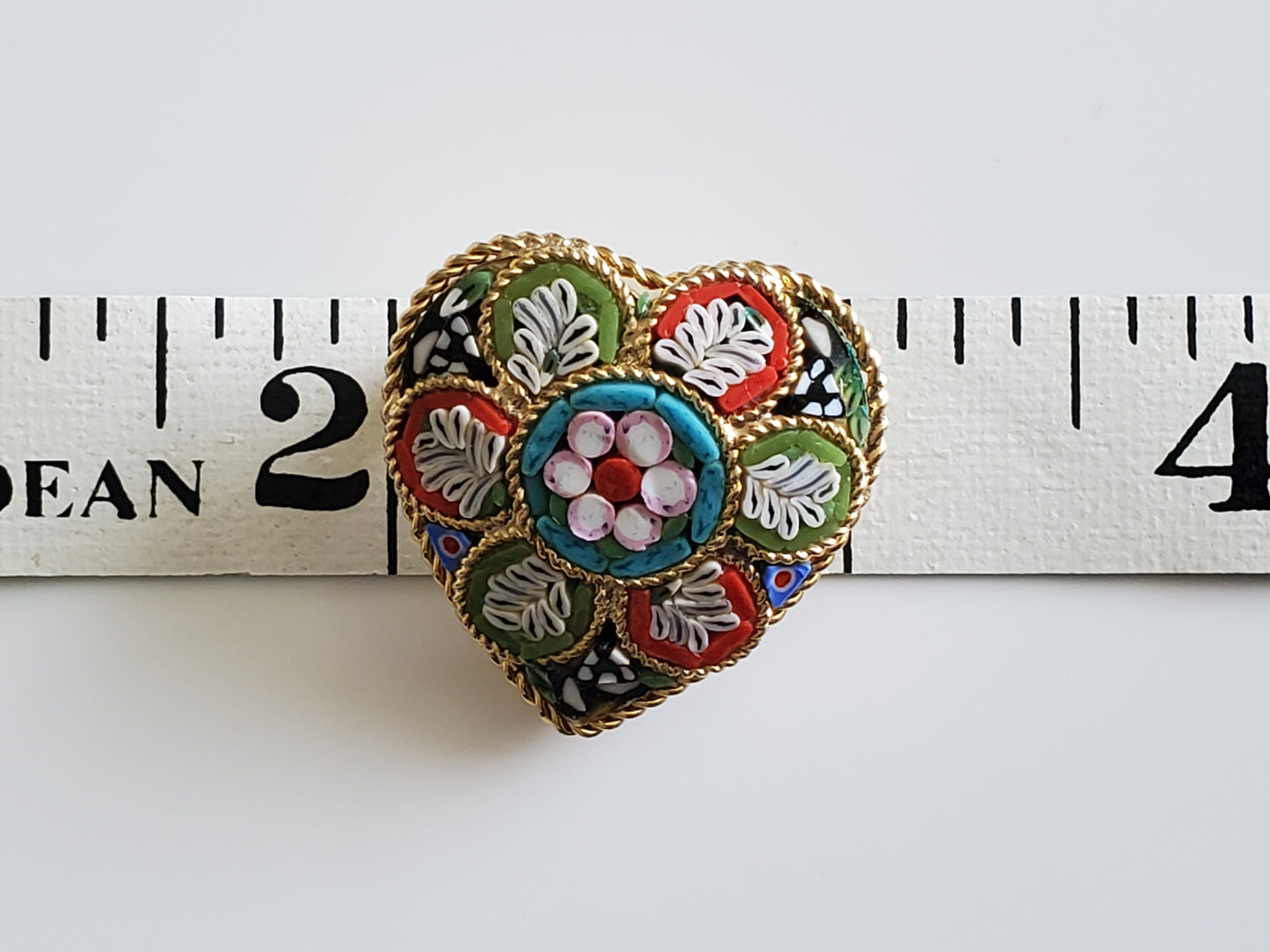 Vintage Italian Mini-tile Heart Brooch